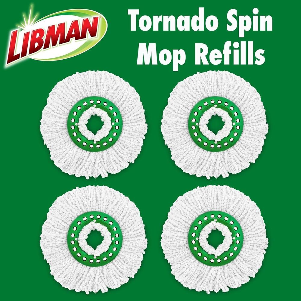 Libman 4/Pack Tornado Spin Mop Replacement Mop Head #1284 NEW